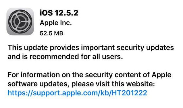 鹰潭苹果手机维修分享iOS12.5.2发布，建议所有老苹果用户安装 